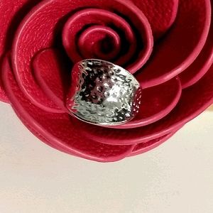 Silver Tone Hammered Cuff Style Ring NWT